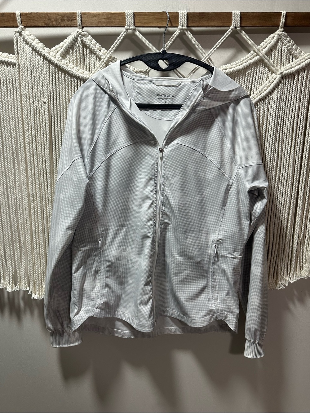 Athleta Light Gray Hooded Full-Zip Utility Jacket